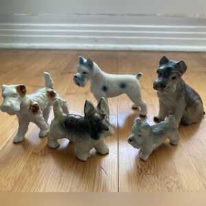 Set of Vintage Ceramic Dog Figurines Terrier Porcelain Dogs Christmas gift